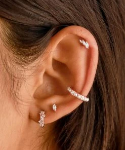 Astrid & Miyu Crystal Cluster Huggies In Rose Gold Earrings