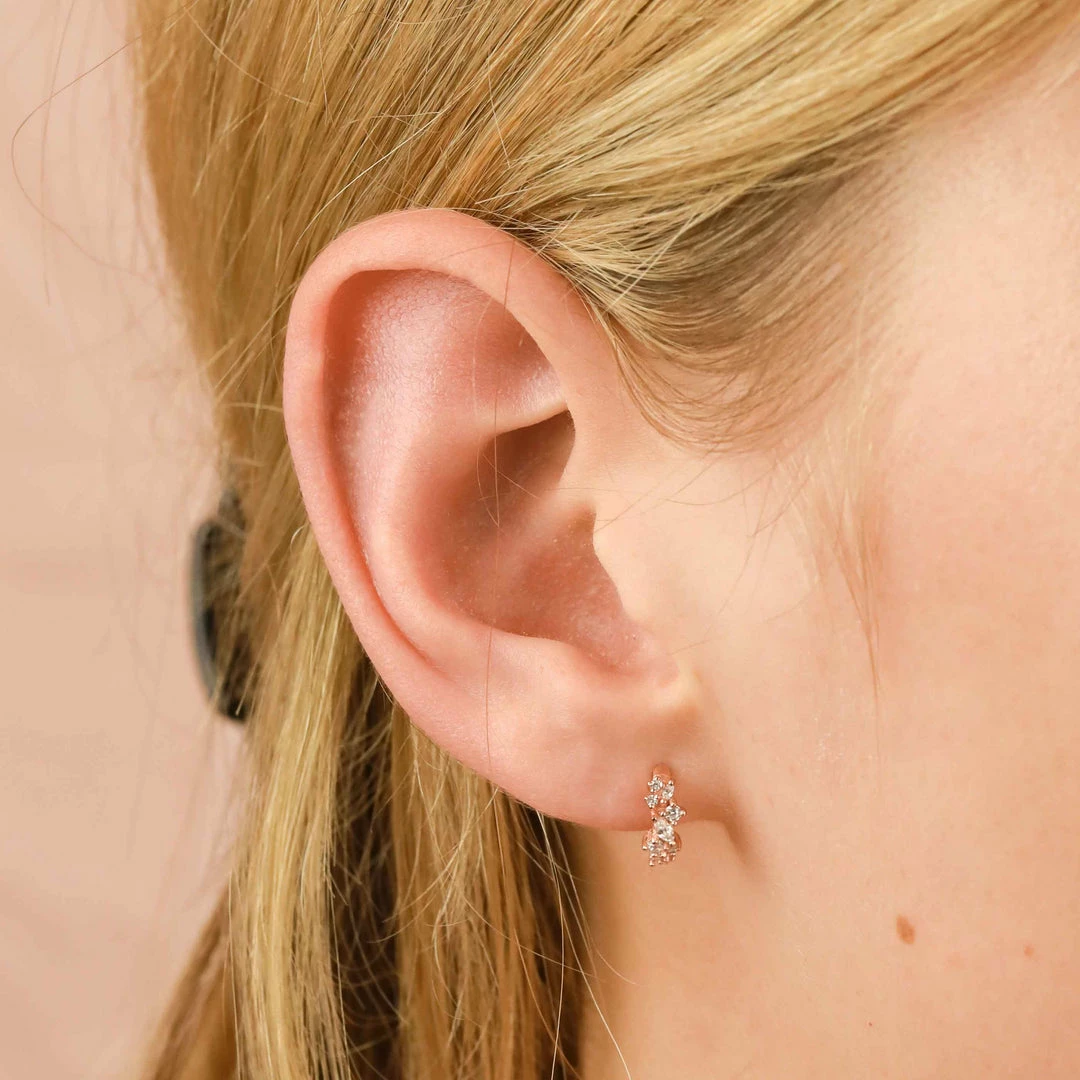 Astrid & Miyu Crystal Cluster Huggies In Rose Gold Earrings 5 Astrid & Miyu Crystal Cluster Huggies In Rose Gold Earrings