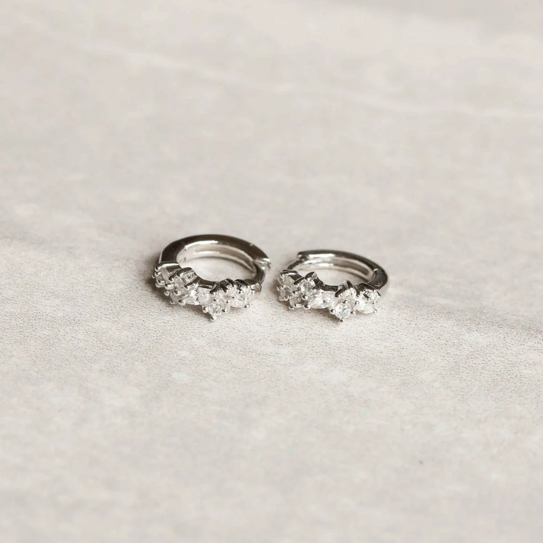 Astrid & Miyu Crystal Cluster Huggies In Silver Best Sellers 5 Astrid & Miyu Crystal Cluster Huggies In Silver Best Sellers