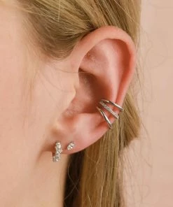 Astrid & Miyu Crystal Cluster Huggies In Silver Best Sellers