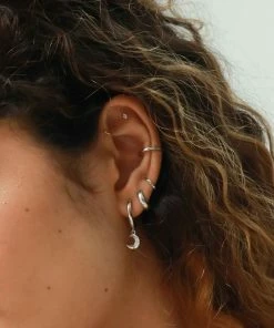 Astrid & Miyu Crescent Moon Hoops In Silver