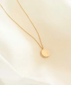 Astrid & Miyu Crystal Crescent Pendant Necklace In Gold Necklaces