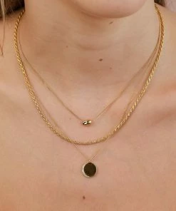 Astrid & Miyu Crystal Crescent Pendant Necklace In Gold Necklaces