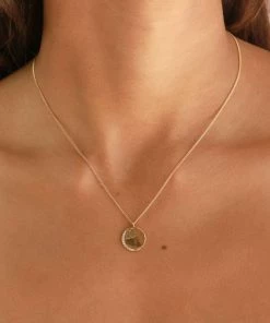 Astrid & Miyu Crystal Crescent Pendant Necklace In Gold Necklaces