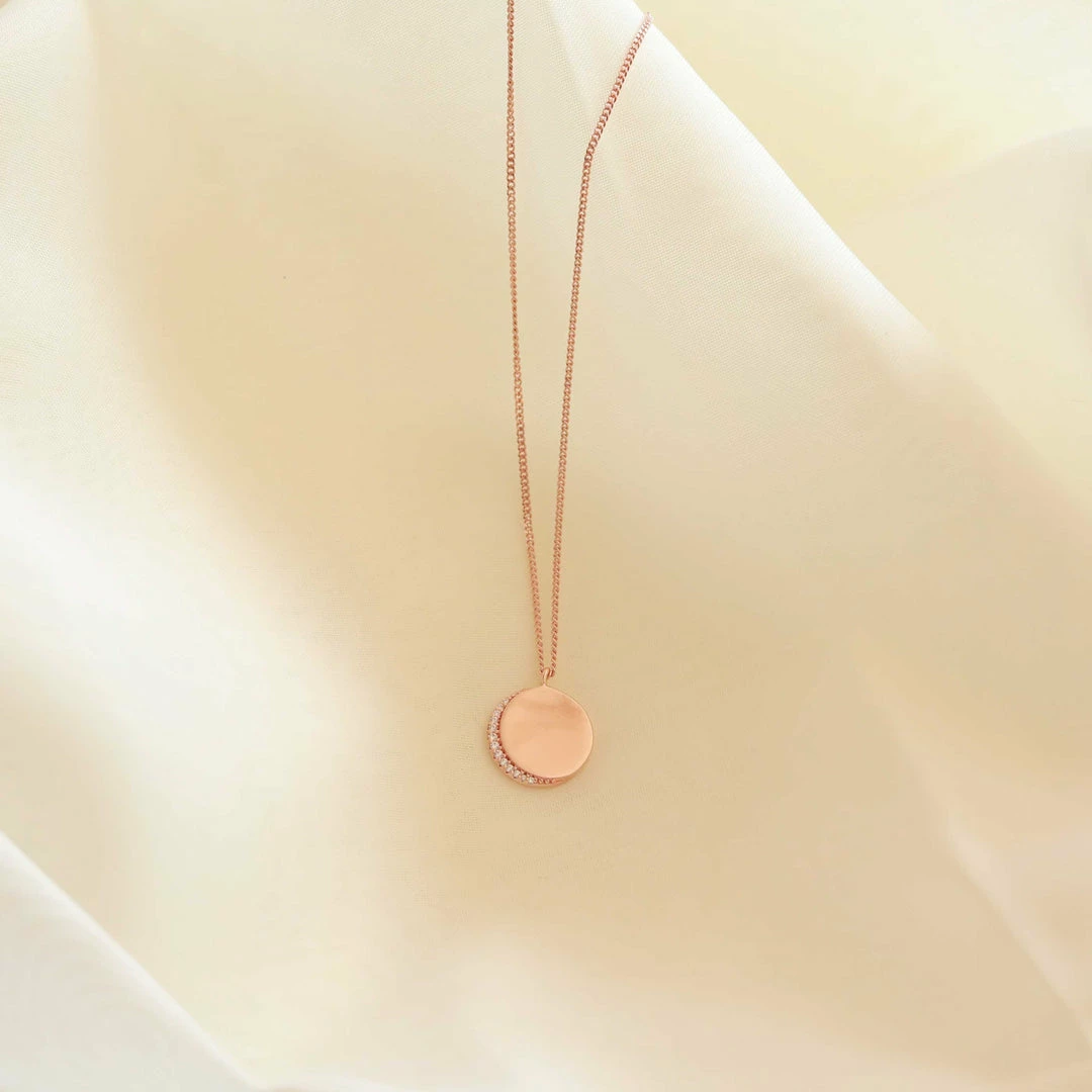 Astridandmiyu Necklaces Crystal Crescent Pendant Necklace In Rose Gold 6 Astridandmiyu Necklaces Crystal Crescent Pendant Necklace In Rose Gold