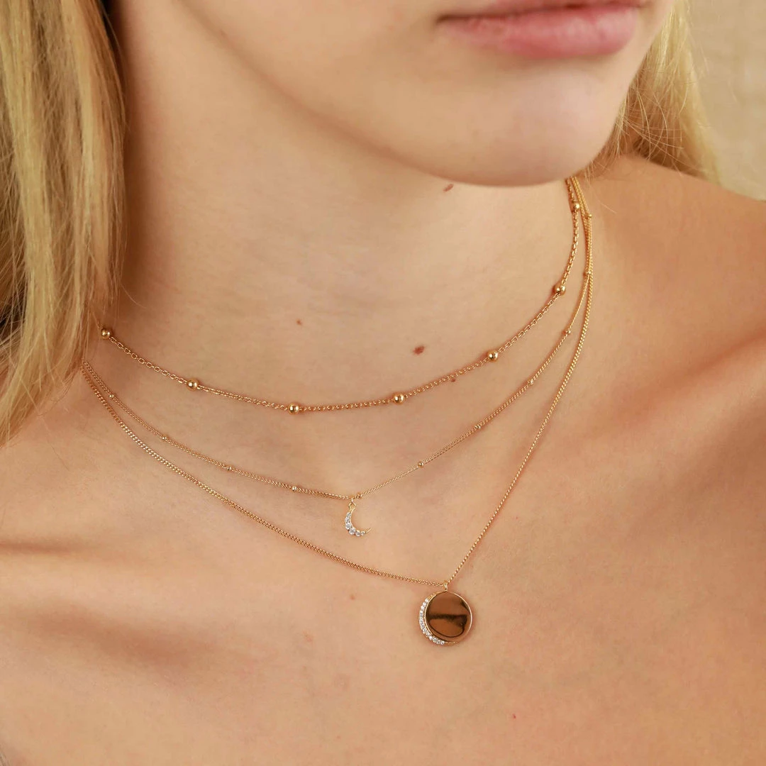 Astridandmiyu Necklaces Crystal Crescent Pendant Necklace In Rose Gold 4 Astridandmiyu Necklaces Crystal Crescent Pendant Necklace In Rose Gold