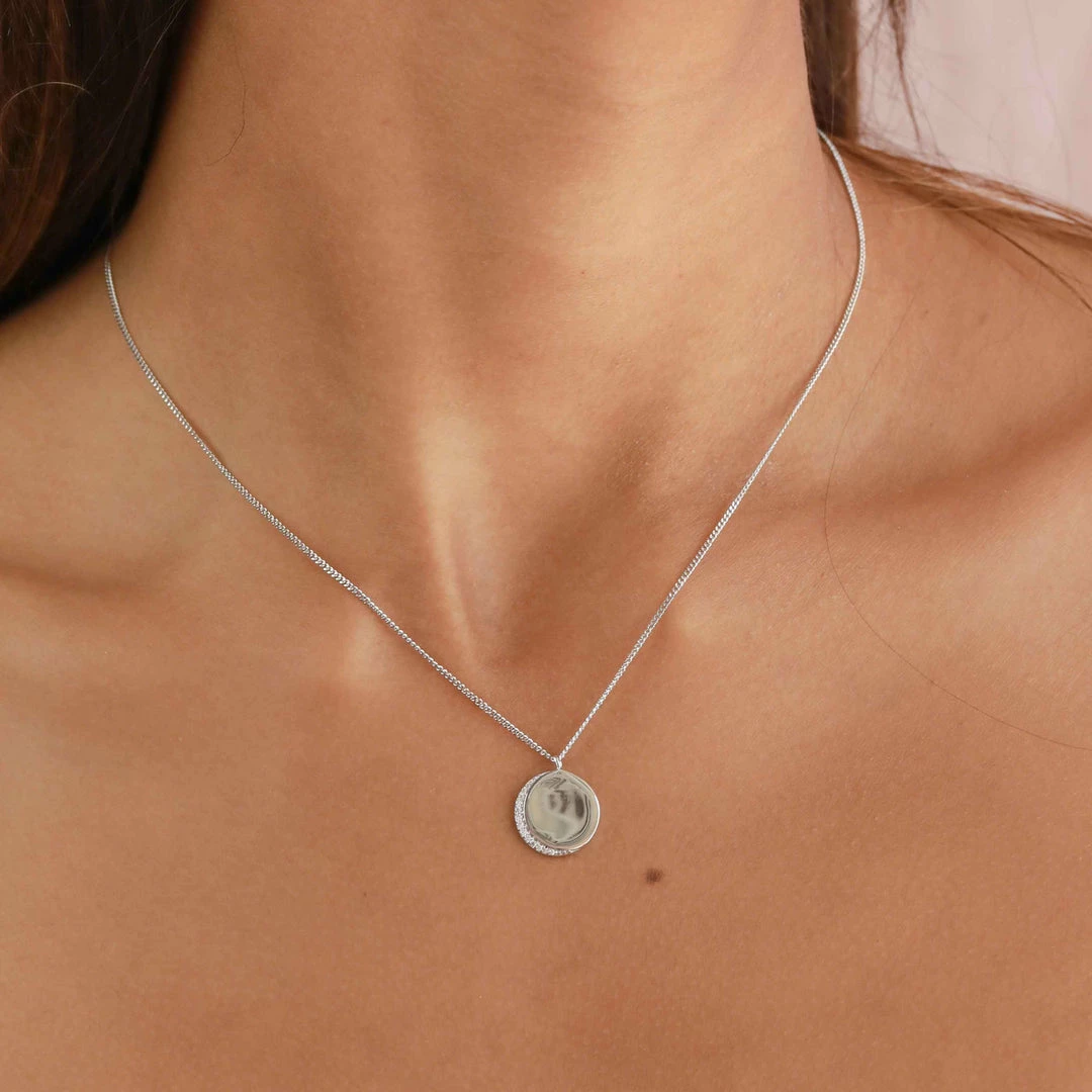 Astridandmiyu Necklaces Crystal Crescent Pendant Necklace In Silver 7 Astridandmiyu Necklaces Crystal Crescent Pendant Necklace In Silver