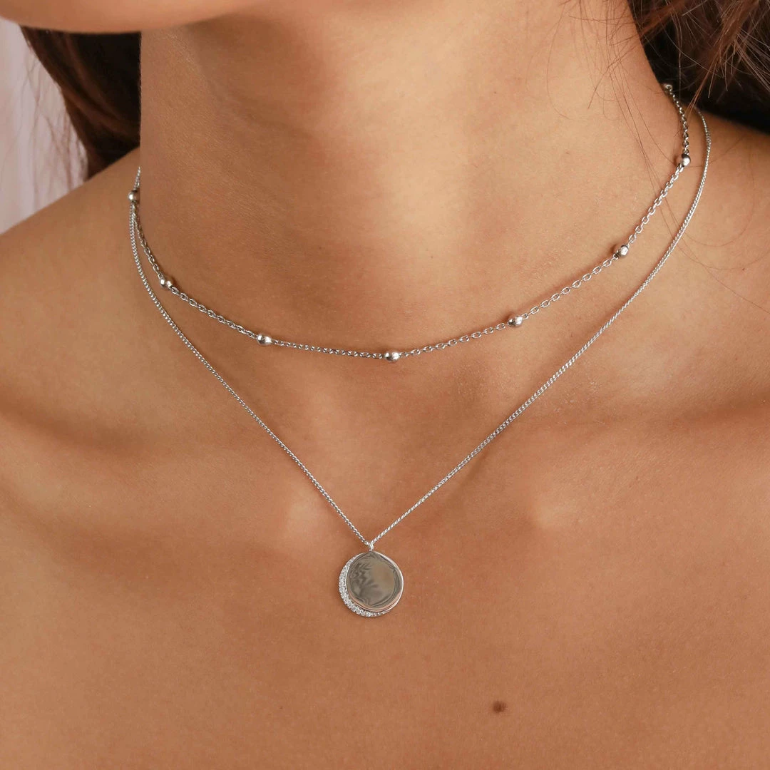 Astridandmiyu Necklaces Crystal Crescent Pendant Necklace In Silver 9 Astridandmiyu Necklaces Crystal Crescent Pendant Necklace In Silver