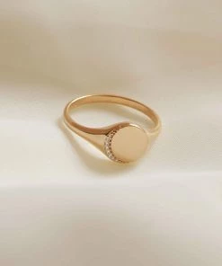 Astridandmiyu Crystal Crescent Signet Ring In Gold Rings 7 Astridandmiyu Crystal Crescent Signet Ring In Gold Rings