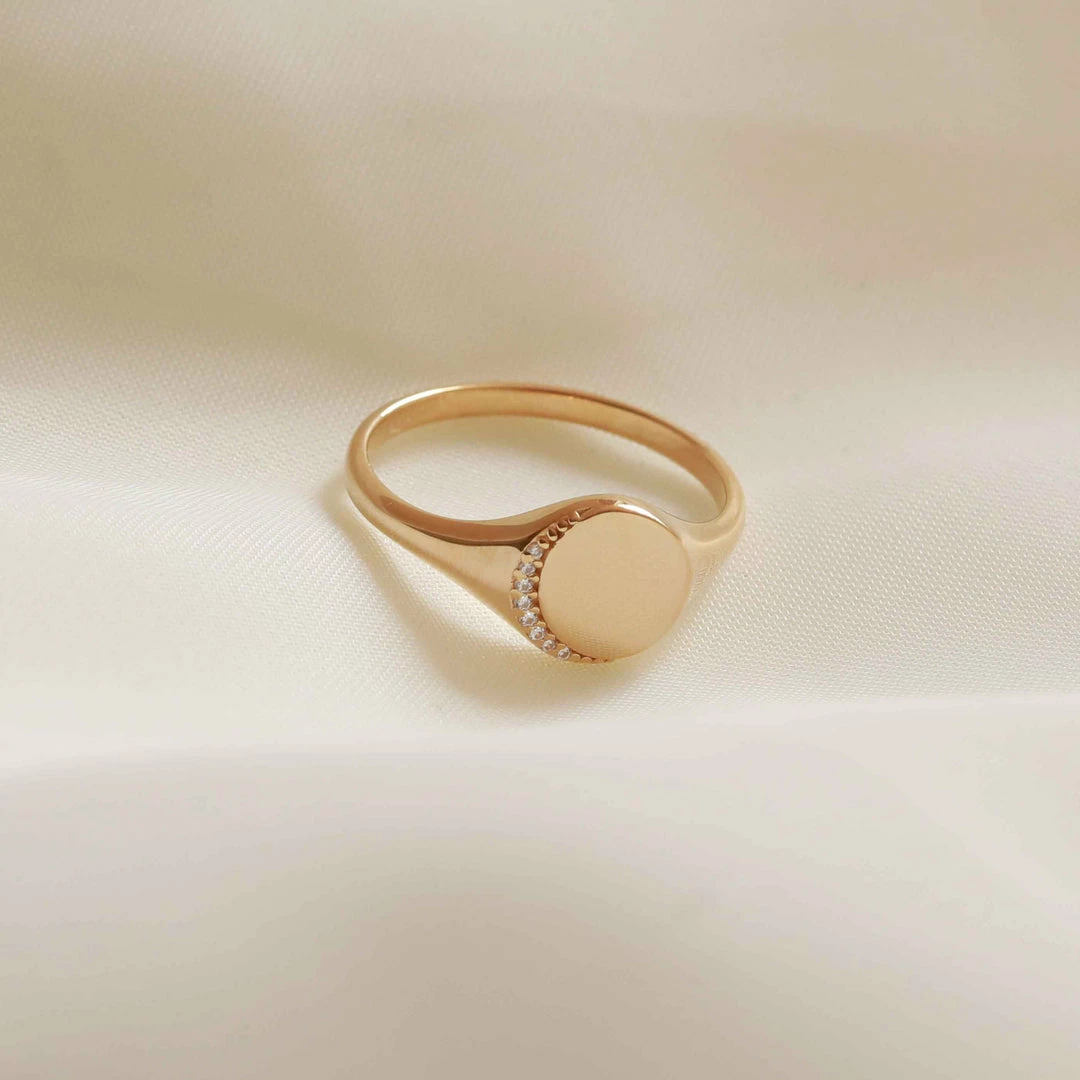 Astridandmiyu Crystal Crescent Signet Ring In Gold Rings 5 Astridandmiyu Crystal Crescent Signet Ring In Gold Rings