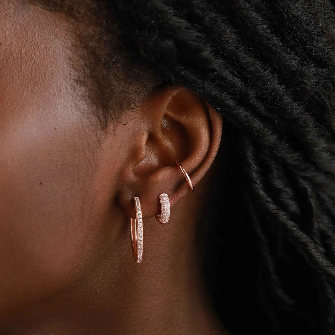 Astrid & Miyu Earrings Crystal Hinge Large Hoops In Rose Gold 5 Astrid & Miyu Earrings Crystal Hinge Large Hoops In Rose Gold