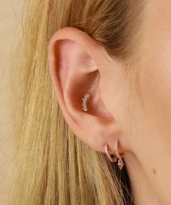 Astridandmiyu Curved Crystal Barbell In Rose Gold