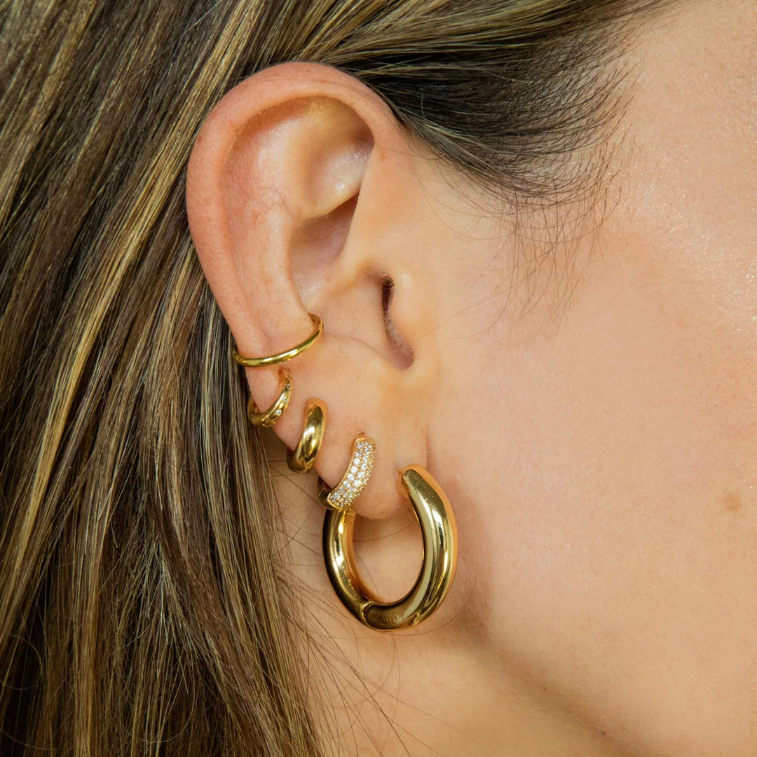 Astrid & Miyu Bold Huggies In Gold Earrings 8 Astrid & Miyu Bold Huggies In Gold Earrings