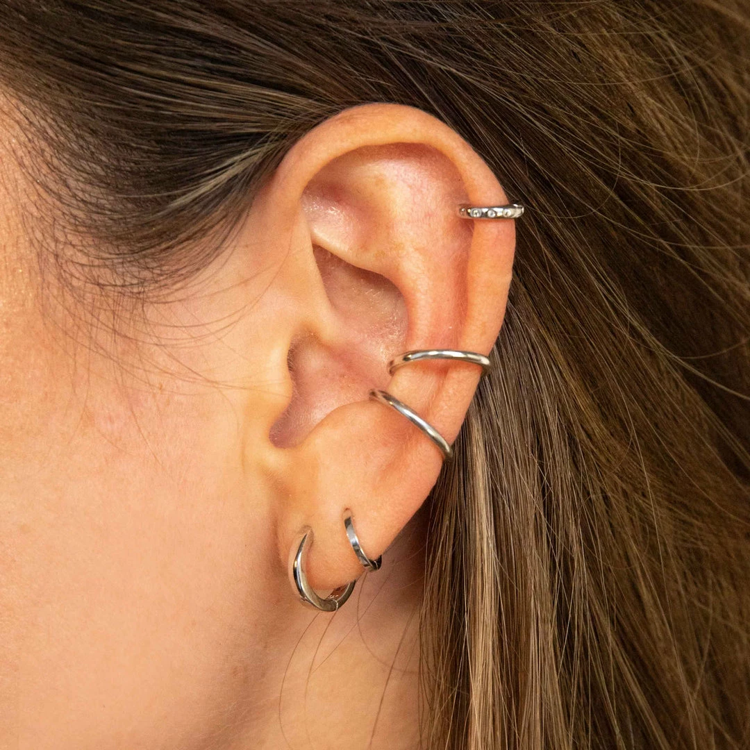 Astridandmiyu Sale Crystal Set Huggies In Silver 4 Astridandmiyu Sale Crystal Set Huggies In Silver