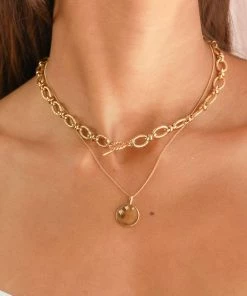 Astridandmiyu Crystal Set Pendant Necklace In Gold Necklaces