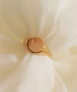 Astridandmiyu Rings Crystal Set Signet Ring In Gold 7 Astridandmiyu Rings Crystal Set Signet Ring In Gold