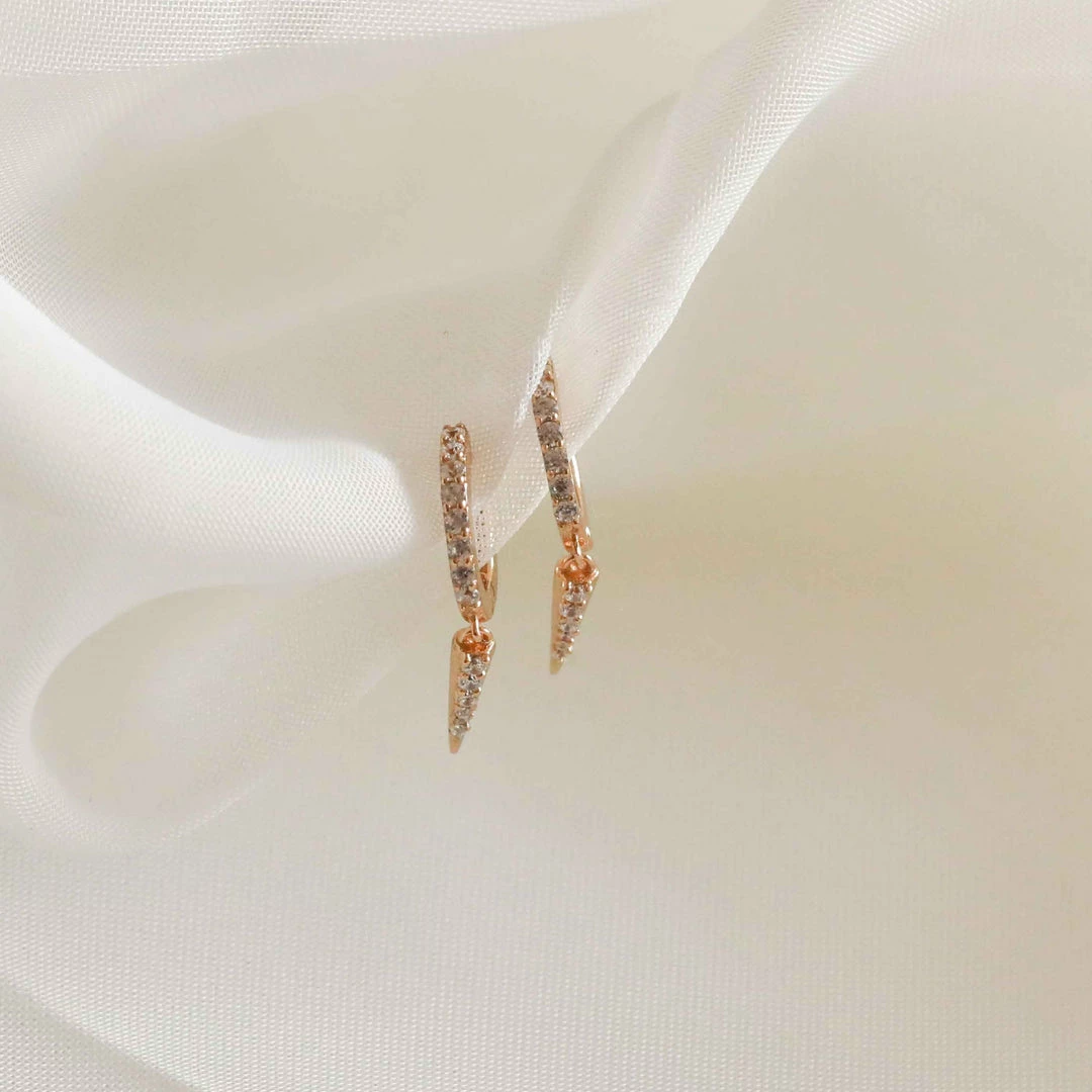 Astrid & Miyu Crystal Spike Huggies In Gold Earrings 5 Astrid & Miyu Crystal Spike Huggies In Gold Earrings