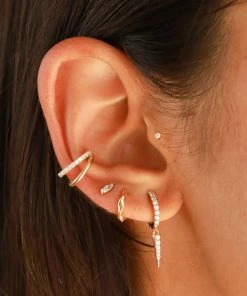 Astrid & Miyu Crystal Spike Huggies In Gold Earrings 13 Astrid & Miyu Crystal Spike Huggies In Gold Earrings