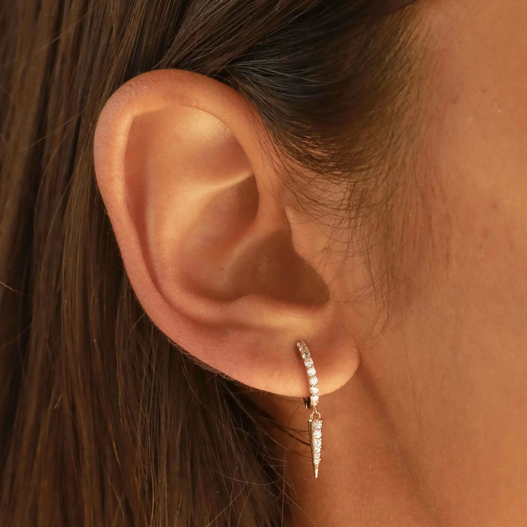 Astrid & Miyu Crystal Spike Huggies In Gold Earrings 6 Astrid & Miyu Crystal Spike Huggies In Gold Earrings