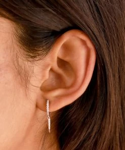 Astrid & Miyu Crystal Spike Huggies In Rose Gold