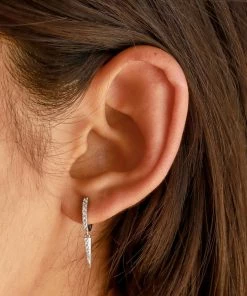 Astrid & Miyu Crystal Spike Huggies In Silver 9 Astrid & Miyu Crystal Spike Huggies In Silver