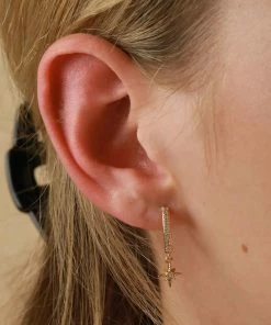 Astrid & Miyu Crystal Star Hoops In Gold Best Sellers 11 Astrid & Miyu Crystal Star Hoops In Gold Best Sellers