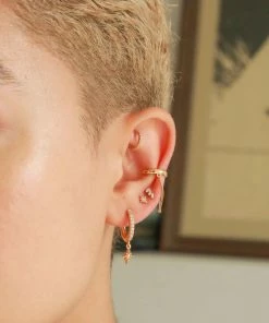 Astrid & Miyu Crystal Star Hoops In Gold Best Sellers 12 Astrid & Miyu Crystal Star Hoops In Gold Best Sellers