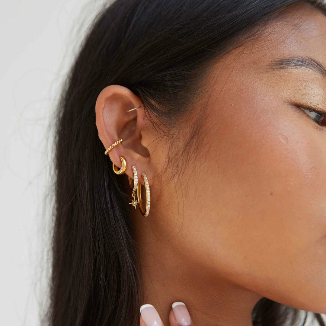 Astrid & Miyu Crystal Star Hoops In Gold Best Sellers 8 Astrid & Miyu Crystal Star Hoops In Gold Best Sellers