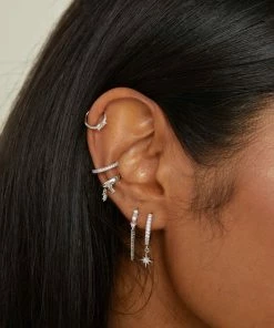 Astrid & Miyu Elysian Crystal Ear Cuff In Silver