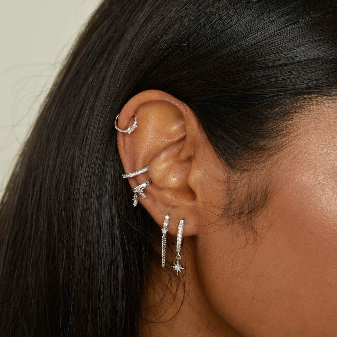 Astrid & Miyu Crystal Ear Cuff In Silver Earrings 4 Astrid & Miyu Crystal Ear Cuff In Silver Earrings