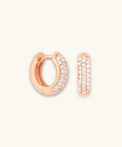 Astrid & Miyu Sale Crystal Bold Huggies In Rose Gold