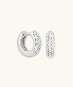 Astrid & Miyu Crystal Bold Huggies In Silver