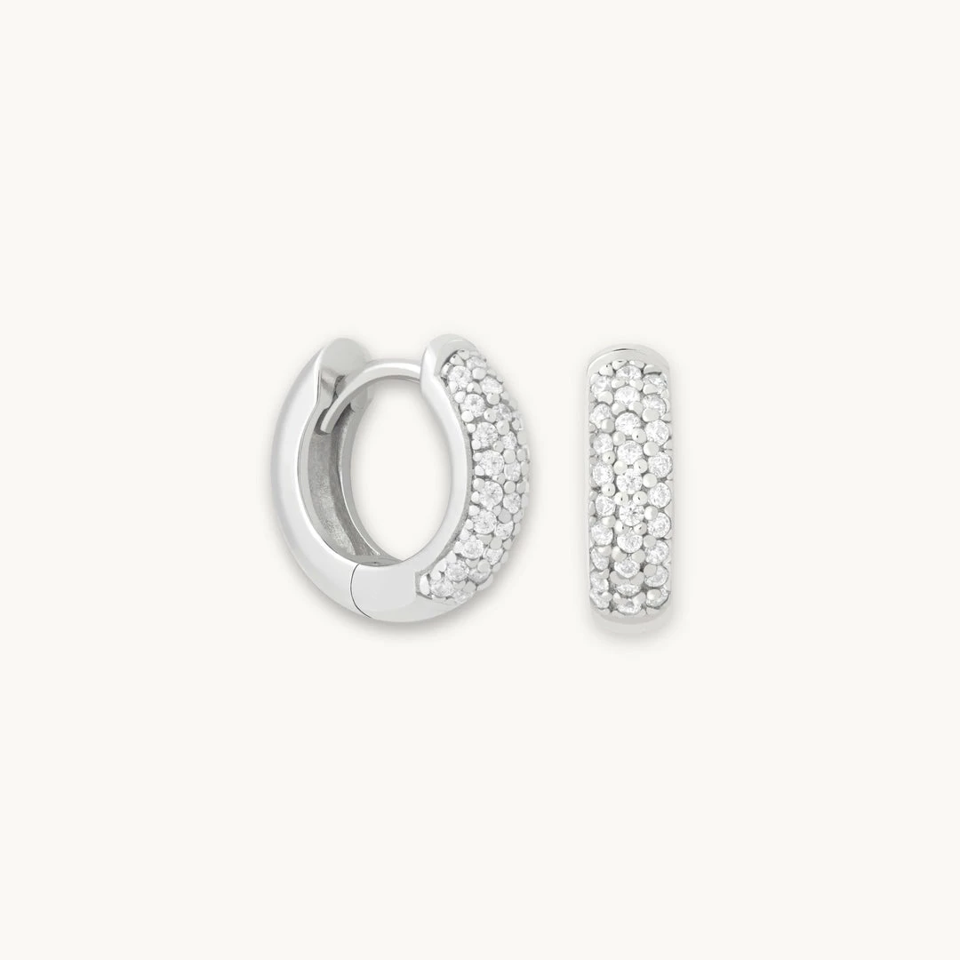 Astrid & Miyu Crystal Bold Huggies In Silver 3 Astrid & Miyu Crystal Bold Huggies In Silver