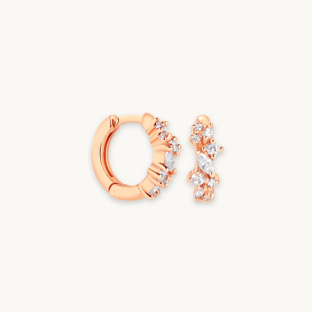 Astrid & Miyu Crystal Cluster Huggies In Rose Gold Earrings 3 Astrid & Miyu Crystal Cluster Huggies In Rose Gold Earrings