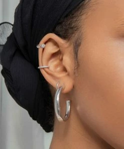 Astrid & Miyu Crystal Ear Cuff In Silver Earrings 14 Astrid & Miyu Crystal Ear Cuff In Silver Earrings