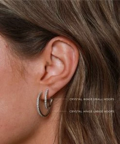 Astrid & Miyu Crystal Hinge Large Hoops In Silver 13 Astrid & Miyu Crystal Hinge Large Hoops In Silver