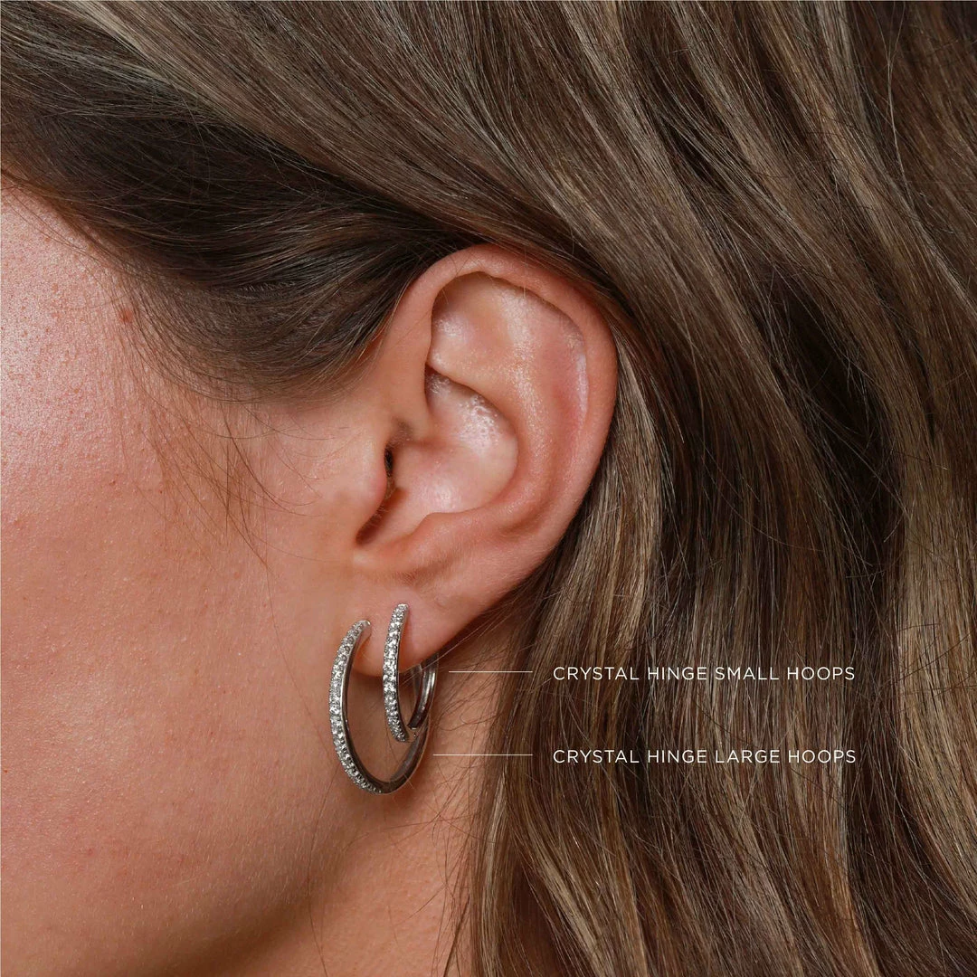 Astrid & Miyu Crystal Hinge Large Hoops In Silver 8 Astrid & Miyu Crystal Hinge Large Hoops In Silver