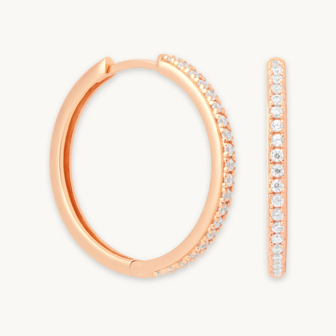 Astrid & Miyu Earrings Crystal Hinge Large Hoops In Rose Gold 3 Astrid & Miyu Earrings Crystal Hinge Large Hoops In Rose Gold