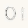Astrid & Miyu Crystal Hinge Small Hoops In Silver Earrings
