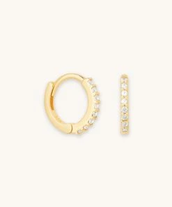 Astridandmiyu Best Sellers Crystal Jewelled Huggies In Gold