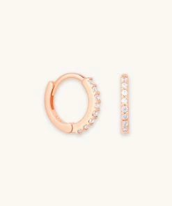 Astridandmiyu Crystal Jewelled Huggies In Rose Gold