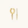 Astrid & Miyu Crystal Spike Huggies In Gold Earrings