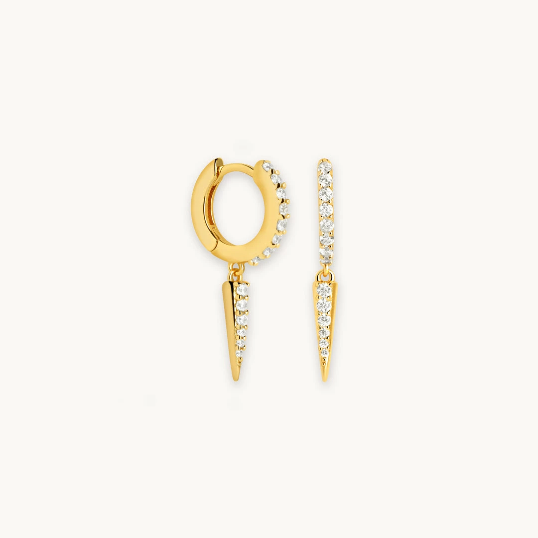 Astrid & Miyu Crystal Spike Huggies In Gold Earrings 3 Astrid & Miyu Crystal Spike Huggies In Gold Earrings