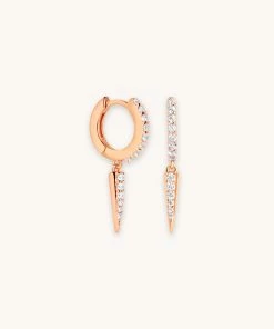 Astrid & Miyu Crystal Spike Huggies In Rose Gold
