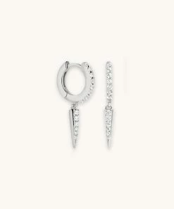 Astrid & Miyu Crystal Spike Huggies In Silver