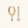 Astrid & Miyu Crystal Star Hoops In Gold Best Sellers