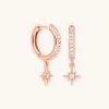 Astrid & Miyu Crystal Star Hoops In Rose Gold Earrings 1 Astrid & Miyu Crystal Star Hoops In Rose Gold Earrings