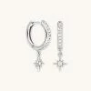 Astrid & Miyu Best Sellers Crystal Star Hoops In Silver