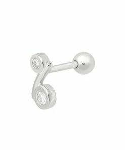 Astridandmiyu Sale Curved Diamond Barbell In Silver