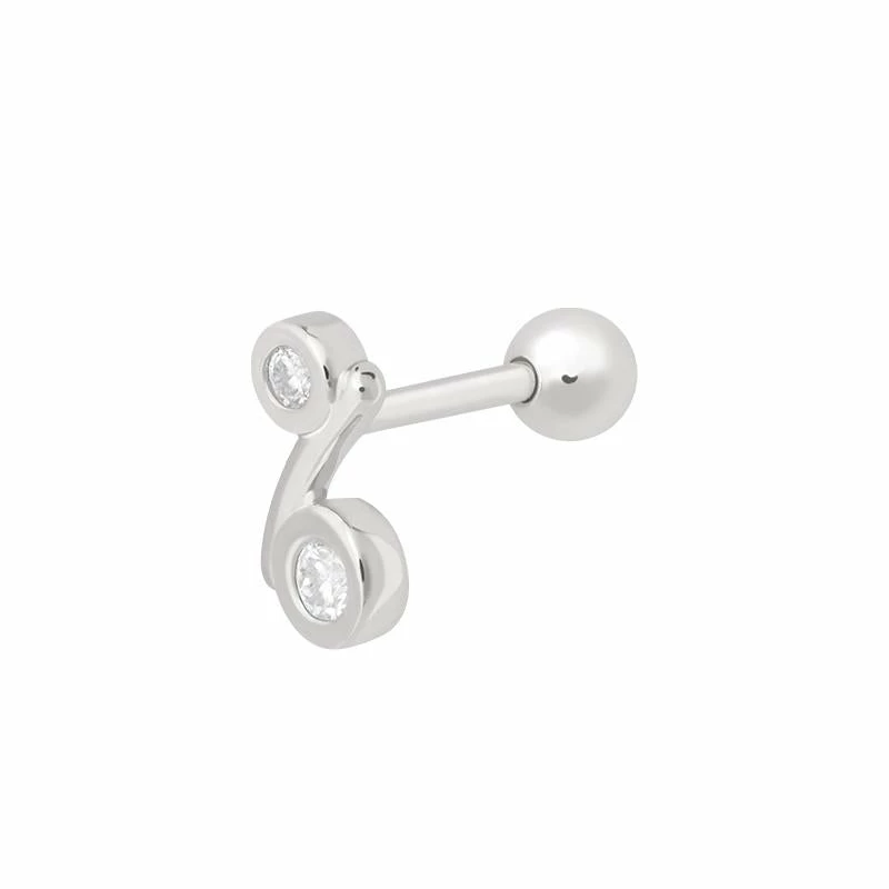 Astridandmiyu Sale Curved Diamond Barbell In Silver 3 Astridandmiyu Sale Curved Diamond Barbell In Silver